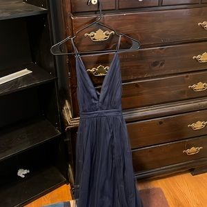 navy blue prom dress with v neck